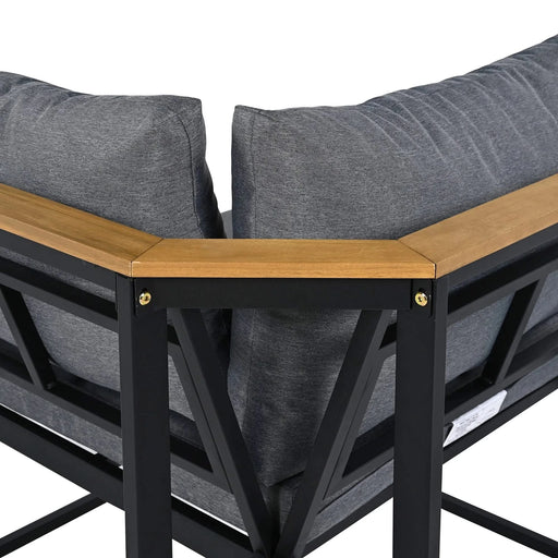 TREXM Patio Furniture Set with Loveseats, 4 Pieces Outdoor Sofa Set with Waterproof Cushions, Patio Furniture with Durable Iron-Wood Design for Garden, Backyard, Poolside (Gray) Default -DTYStore