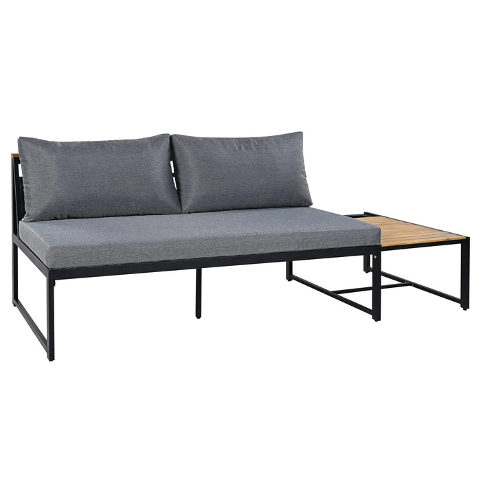 TREXM Patio Furniture Set with Loveseats, 4 Pieces Outdoor Sofa Set with Waterproof Cushions, Patio Furniture with Durable Iron-Wood Design for Garden, Backyard, Poolside (Gray) Default -DTYStore