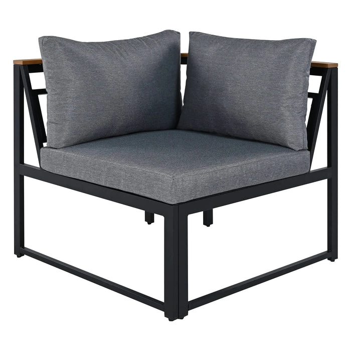 TREXM Patio Furniture Set with Loveseats, 4 Pieces Outdoor Sofa Set with Waterproof Cushions, Patio Furniture with Durable Iron-Wood Design for Garden, Backyard, Poolside (Gray) Default -DTYStore