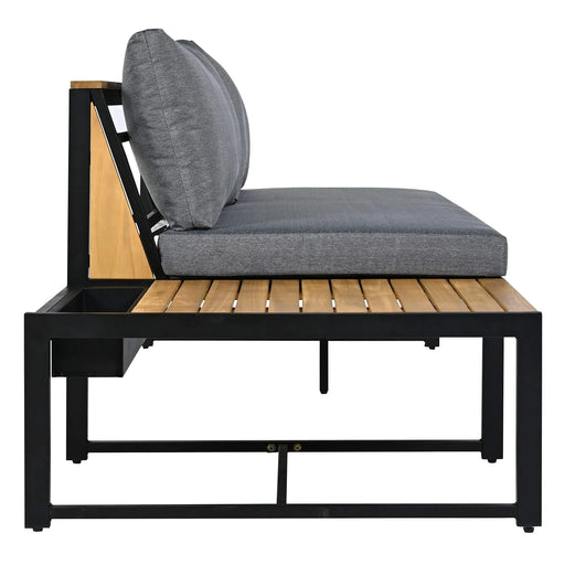 TREXM Patio Furniture Set with Loveseats, 4 Pieces Outdoor Sofa Set with Waterproof Cushions, Patio Furniture with Durable Iron-Wood Design for Garden, Backyard, Poolside (Gray) Default -DTYStore