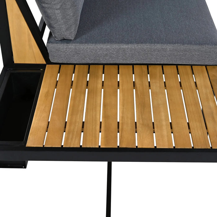 TREXM Patio Furniture Set with Loveseats, 4 Pieces Outdoor Sofa Set with Waterproof Cushions, Patio Furniture with Durable Iron-Wood Design for Garden, Backyard, Poolside (Gray) Default -DTYStore