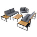TREXM Patio Furniture Set with Loveseats, 4 Pieces Outdoor Sofa Set with Waterproof Cushions, Patio Furniture with Durable Iron-Wood Design for Garden, Backyard, Poolside (Gray) Default -DTYStore