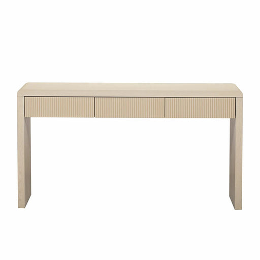 TREXM Rustic Console Table with 3 Fluted Drawers - Solid Wood Veneer Entryway Table Featuring Natural Wood Grain for Living Room, Hallway (Apricot) Default -DTYStore