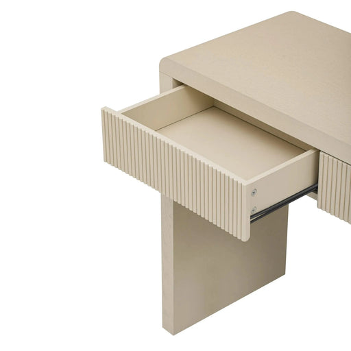 TREXM Rustic Console Table with 3 Fluted Drawers - Solid Wood Veneer Entryway Table Featuring Natural Wood Grain for Living Room, Hallway (Apricot) Default -DTYStore