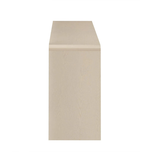 TREXM Rustic Console Table with 3 Fluted Drawers - Solid Wood Veneer Entryway Table Featuring Natural Wood Grain for Living Room, Hallway (Apricot) Default -DTYStore