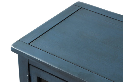 TREXM Sideboard Console Table with Bottom Shelf, Farmhouse Wood/Glass Buffet Storage Cabinet Living Room (Antique Navy) Default -DTYStore