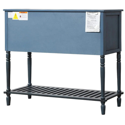 TREXM Sideboard Console Table with Bottom Shelf, Farmhouse Wood/Glass Buffet Storage Cabinet Living Room (Antique Navy) Default -DTYStore