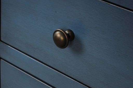 TREXM Sideboard Console Table with Bottom Shelf, Farmhouse Wood/Glass Buffet Storage Cabinet Living Room (Antique Navy) Default -DTYStore