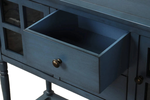 TREXM Sideboard Console Table with Bottom Shelf, Farmhouse Wood/Glass Buffet Storage Cabinet Living Room (Antique Navy) Default -DTYStore