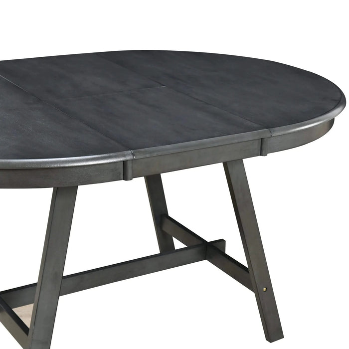 TREXM Wood Dining Table Round Extendable Dining Table for Dining Room (Gray) Default -DTYStore