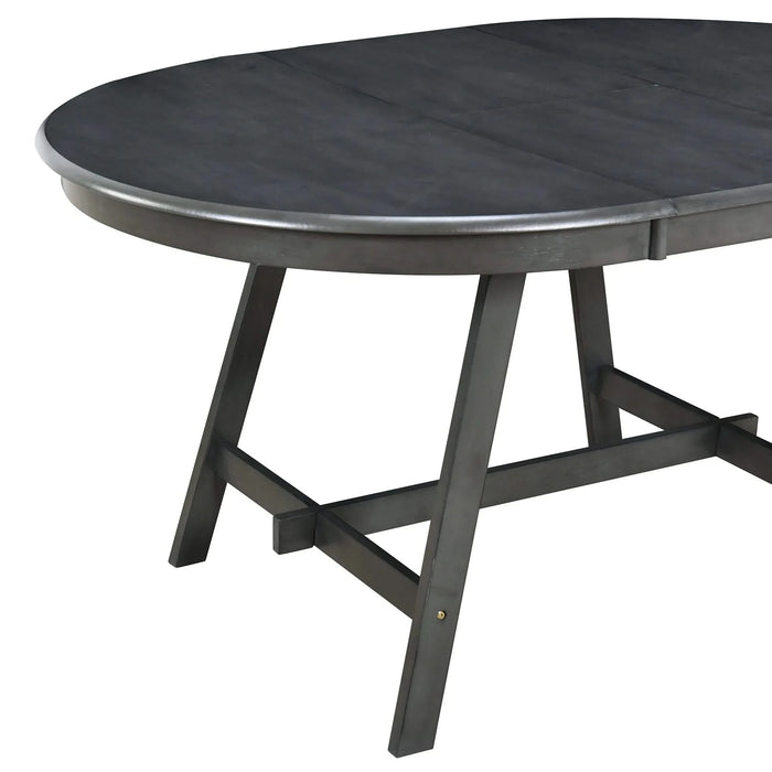 TREXM Wood Dining Table Round Extendable Dining Table for Dining Room (Gray) Default -DTYStore