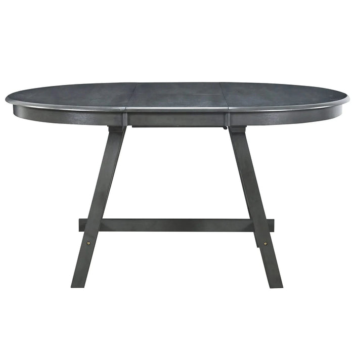 TREXM Wood Dining Table Round Extendable Dining Table for Dining Room (Gray) Default -DTYStore