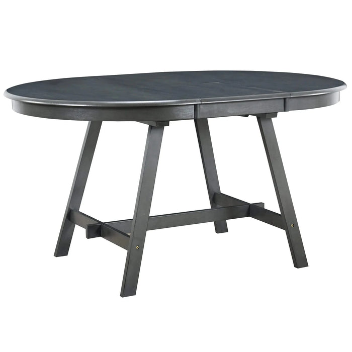 TREXM Wood Dining Table Round Extendable Dining Table for Dining Room (Gray) Default -DTYStore