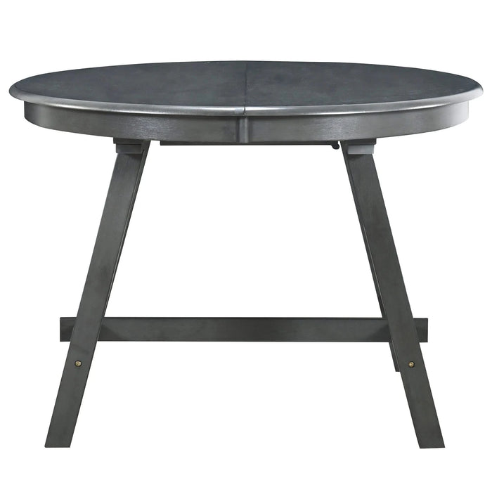 TREXM Wood Dining Table Round Extendable Dining Table for Dining Room (Gray) Default -DTYStore