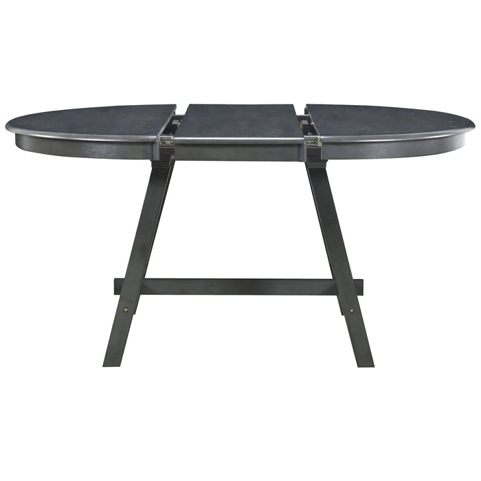 TREXM Wood Dining Table Round Extendable Dining Table for Dining Room (Gray) Default -DTYStore