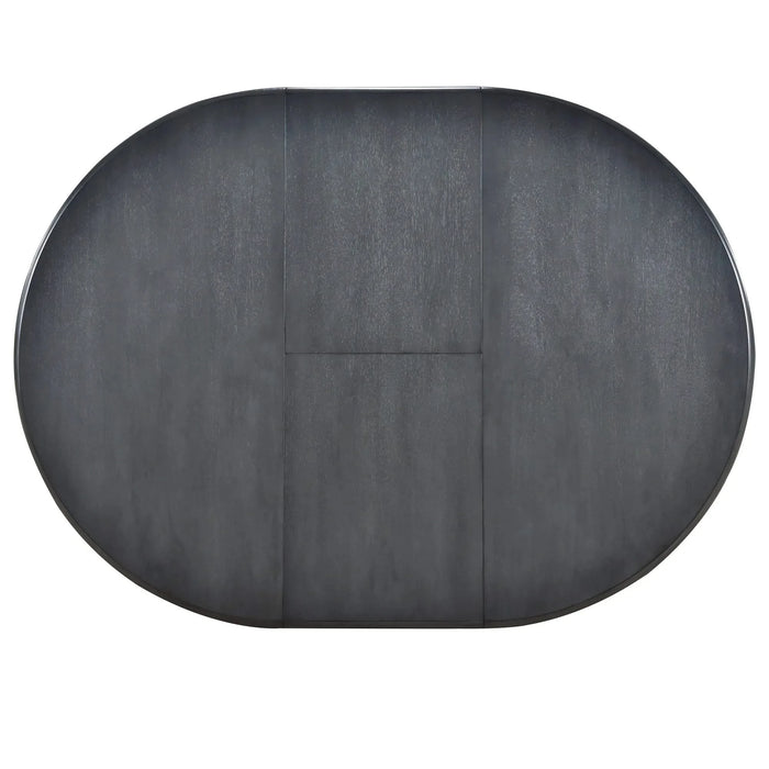 TREXM Wood Dining Table Round Extendable Dining Table for Dining Room (Gray) Default -DTYStore