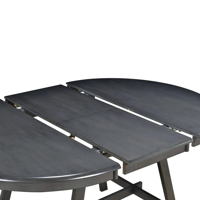 TREXM Wood Dining Table Round Extendable Dining Table for Dining Room (Gray) Default -DTYStore