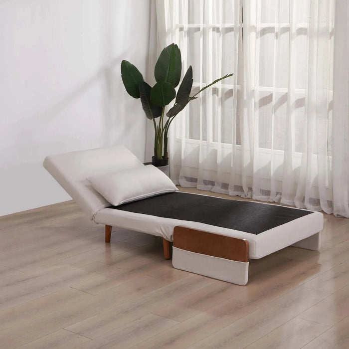 TRIO Modern Foldable Sofa Bed - Single-Seater with Breathable Linen Fabric, Converts in 10 Sec, 6-Level Adjustable Backrest, Silent Hinges, Space-Saving Multi-Functional Sleeper Sofa. Default -DTYStore