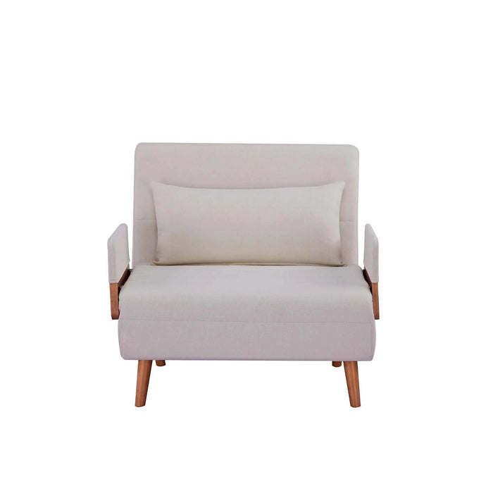 TRIO Modern Foldable Sofa Bed - Single-Seater with Breathable Linen Fabric, Converts in 10 Sec, 6-Level Adjustable Backrest, Silent Hinges, Space-Saving Multi-Functional Sleeper Sofa. Default -DTYStore