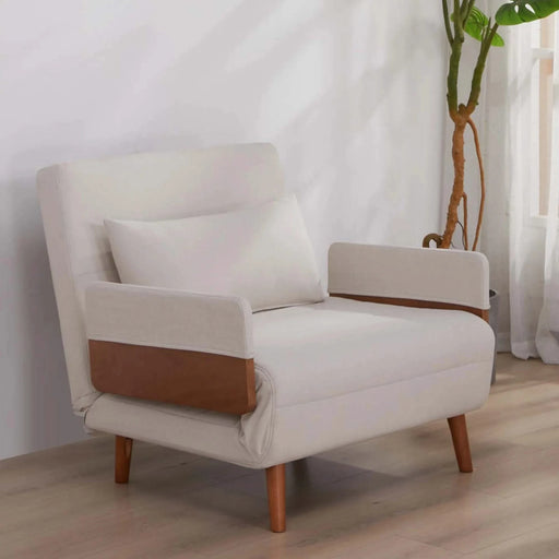 TRIO Modern Foldable Sofa Bed - Single-Seater with Breathable Linen Fabric, Converts in 10 Sec, 6-Level Adjustable Backrest, Silent Hinges, Space-Saving Multi-Functional Sleeper Sofa. Default -DTYStore