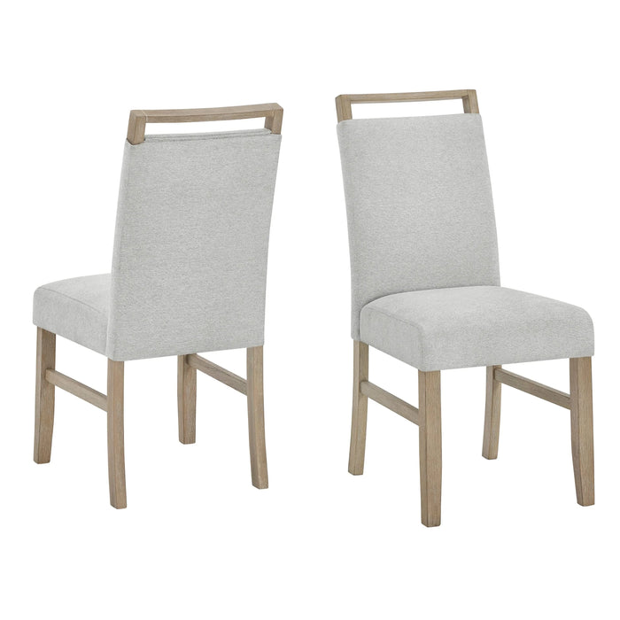 Tabitha Set of 2 Light Oak Finish Dining Side Chairs with Light Gray Fabric Default -DTYStore