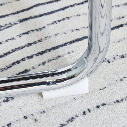 Table and chair set.A 38.6' Diameter Transparent Tempered Glass Round Dining Table-Silver Metal Legs.Paried With 4 Dark Gray High-quality PU Chairs With Silver Arched Metal Legs. Default -DTYStore