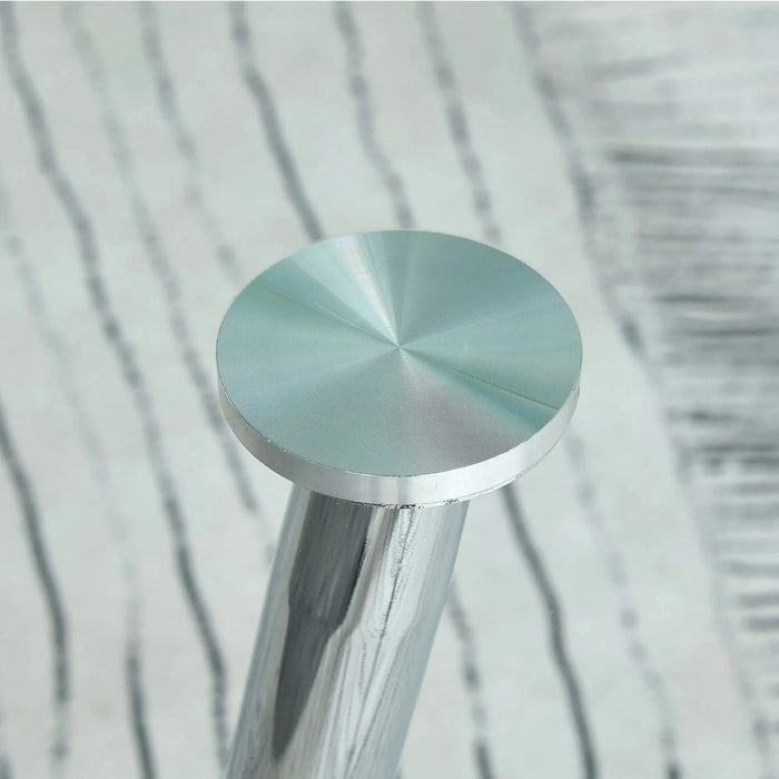 Table and chair set.A 38.6' Diameter Transparent Tempered Glass Round Dining Table-Silver Metal Legs.Paried With 4 Dark Gray High-quality PU Chairs With Silver Arched Metal Legs. Default -DTYStore