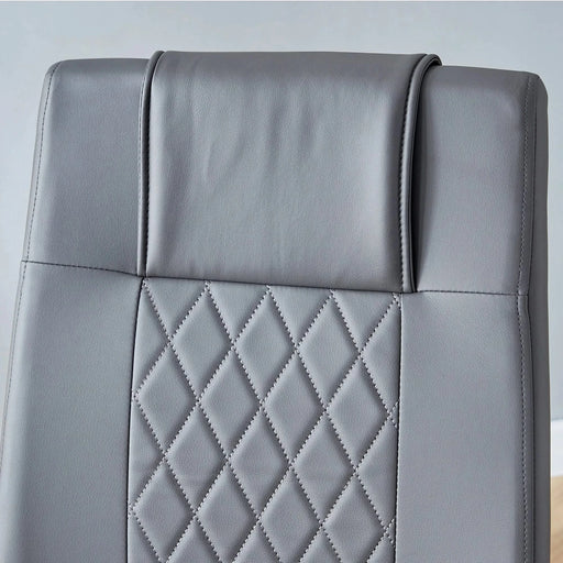 Table and chair set.A 38.6' Diameter Transparent Tempered Glass Round Dining Table-Silver Metal Legs.Paried With 4 Dark Gray High-quality PU Chairs With Silver Arched Metal Legs. Default -DTYStore