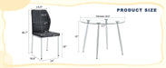 Table and chair set.A 38.6' Transparent Tempered Glass Round Dining Table-Silver Metal Legs.Paired with 6 BLACK PU Material High Resilience Dining Chair with Metal Silver Leg. Default -DTYStore