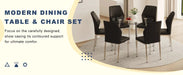 Table and chair set.A 38.6' Transparent Tempered Glass Round Dining Table-Silver Metal Legs.Paired with 6 BLACK PU Material High Resilience Dining Chair with Metal Silver Leg. Default -DTYStore