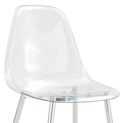 Table and chair set.A 38.6' Transparent Tempered Glass Round Dining Table-Silver Metal Legs.Paired with 6 Transparent Plastic Dining Chair with Silver Metal Legs. Default -DTYStore