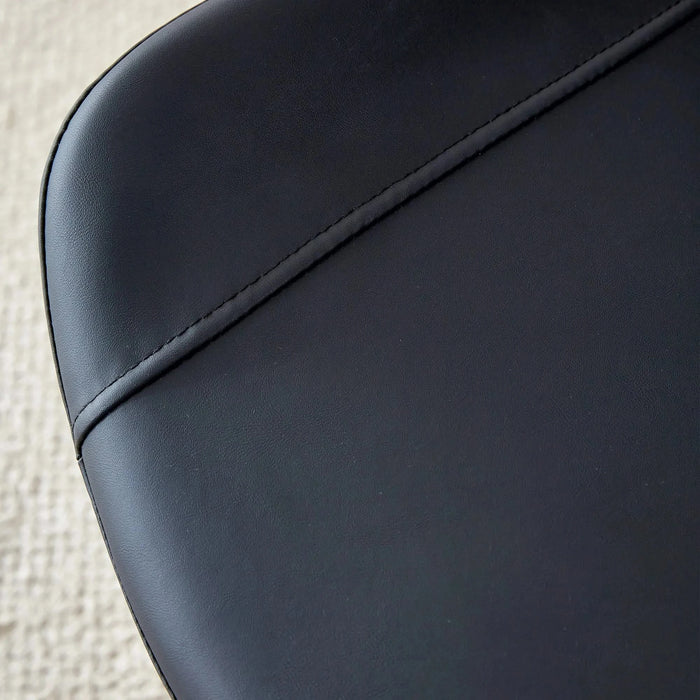 Table and chair set.Modern Multifunctional Lifting Platform,Natural Wood Grain Sticker MDF Desktop, Black Metal Legs.Paired with 4 Black Artificial PU Chairs With Curved Widened Cushion Design. Default -DTYStore