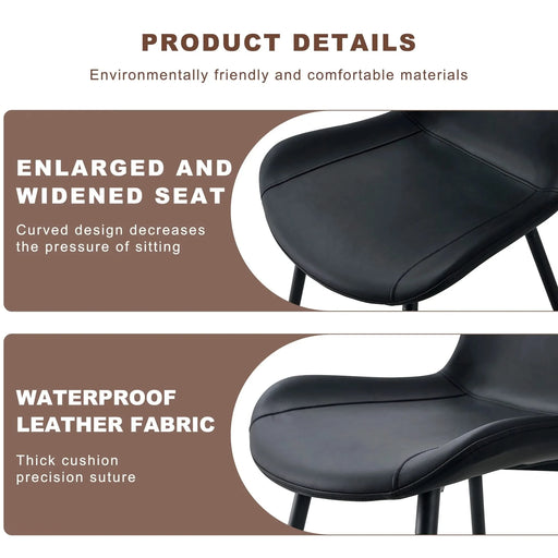 Table and chair set.Modern Multifunctional Lifting Platform,Natural Wood Grain Sticker MDF Desktop, Black Metal Legs.Paired with 4 Black Artificial PU Chairs With Curved Widened Cushion Design. Default -DTYStore