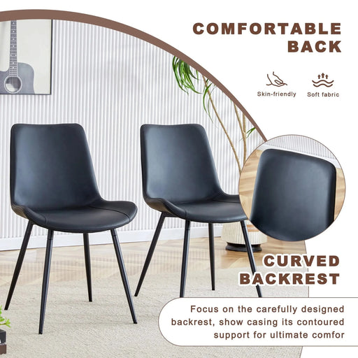 Table and chair set.Modern Multifunctional Lifting Platform,Natural Wood Grain Sticker MDF Desktop, Black Metal Legs.Paired with 4 Black Artificial PU Chairs With Curved Widened Cushion Design. Default -DTYStore