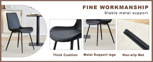 Table and chair set.Modern Multifunctional Lifting Platform,Natural Wood Grain Sticker MDF Desktop, Black Metal Legs.Paired with 4 Black Artificial PU Chairs With Curved Widened Cushion Design. Default -DTYStore