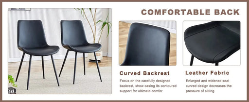 Table and chair set.Modern Multifunctional Lifting Platform,Natural Wood Grain Sticker MDF Desktop, Black Metal Legs.Paired with 4 Black Artificial PU Chairs With Curved Widened Cushion Design. Default -DTYStore