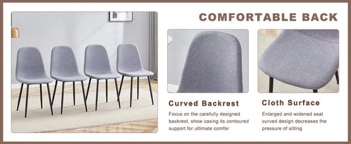 Table and chair set.Modern Multifunctional Lifting Platform,Natural Wood Grain Sticker MDF Desktop, Black Metal Legs.Paired with 4 Light Gray Linen-Cotton Material High Resilience Dining Chairs. Default -DTYStore