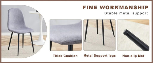 Table and chair set.Modern Multifunctional Lifting Platform,Natural Wood Grain Sticker MDF Desktop, Black Metal Legs.Paired with 4 Light Gray Linen-Cotton Material High Resilience Dining Chairs. Default -DTYStore