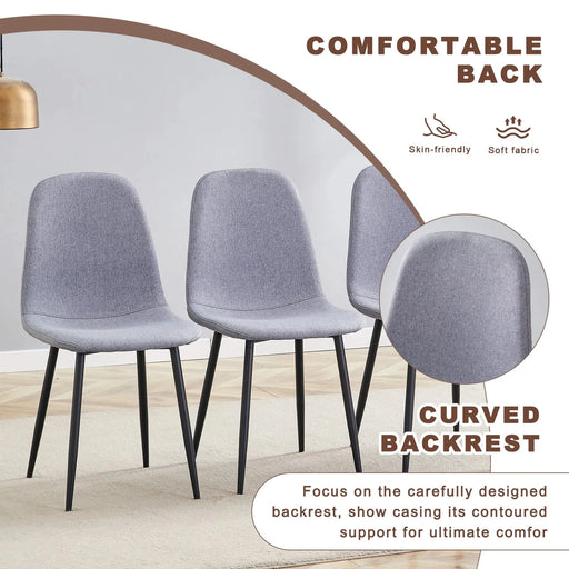 Table and chair set.Modern Multifunctional Lifting Platform,Natural Wood Grain Sticker MDF Desktop, Black Metal Legs.Paired with 4 Light Gray Linen-Cotton Material High Resilience Dining Chairs. Default -DTYStore