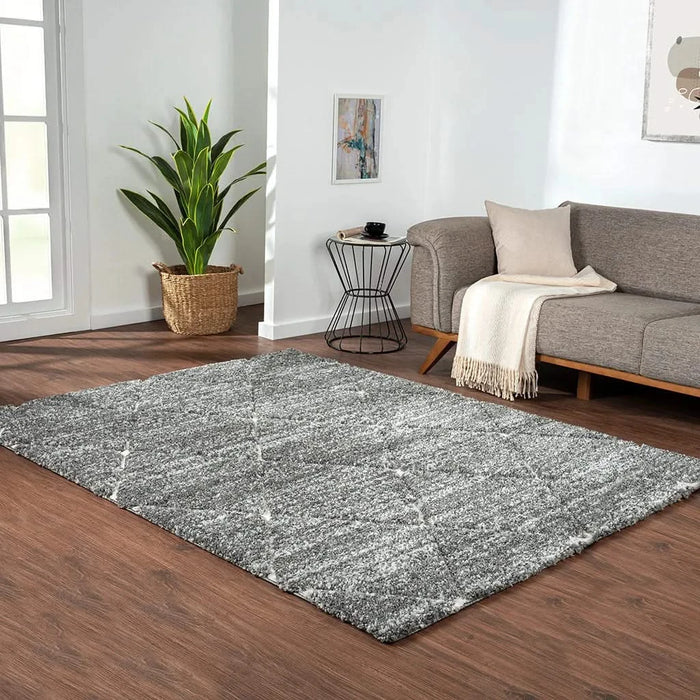 Talas Trellis Area Rug in Grey and Cream Default -DTYStore