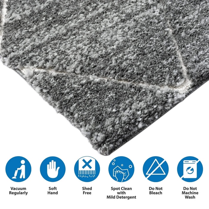 Talas Trellis Area Rug in Grey and Cream Default -DTYStore