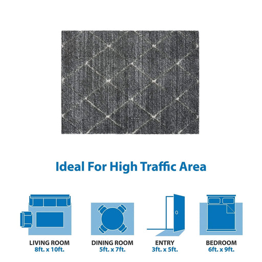 Talas Trellis Area Rug in Grey and Cream Default -DTYStore