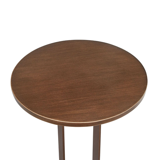 Tareel Antique Bronze Round Accent Table with Open Oval Pedestal in Metal Finish Default -DTYStore