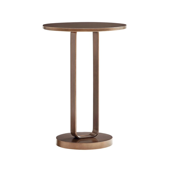 Tareel Antique Bronze Round Accent Table with Open Oval Pedestal in Metal Finish Default -DTYStore