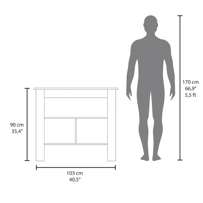 Taupe and White Kitchen Island with Open Storage Default -DTYStore