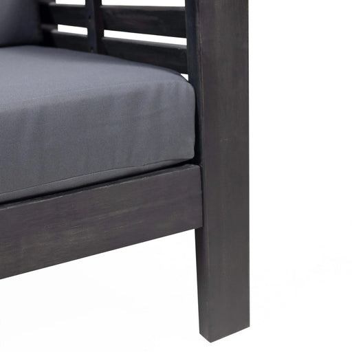 Teak Acacia Wood Loveseat and Coffee Table Set with Cream Cushions Default -DTYStore