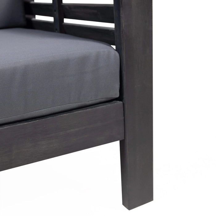 Teak Acacia Wood Loveseat and Coffee Table Set with Cream Cushions Default -DTYStore