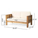 Teak Acacia Wood Loveseat and Coffee Table Set with Cream Cushions Default -DTYStore