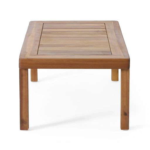 Teak Acacia Wood Loveseat and Coffee Table Set with Cream Cushions Default -DTYStore