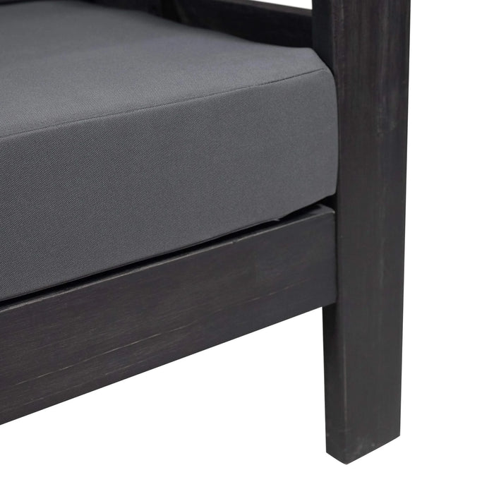 Teak Acacia Wood Loveseat and Coffee Table Set with Cream Cushions Default -DTYStore